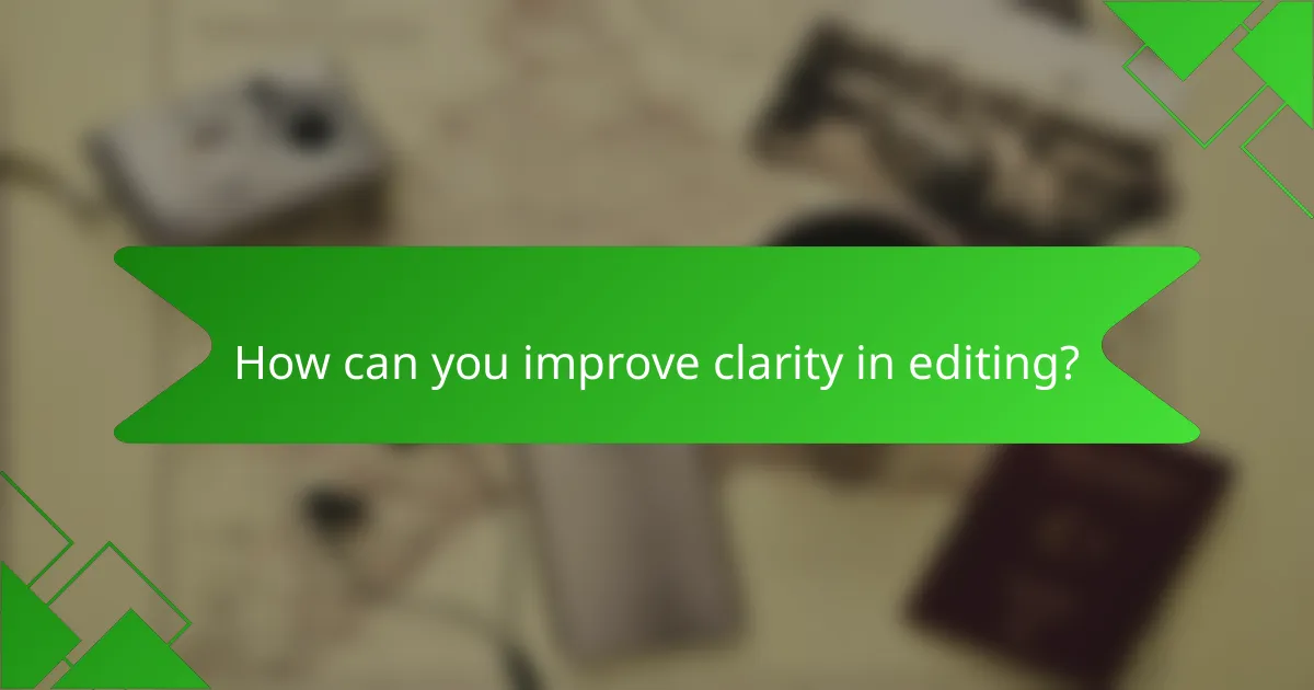 How can you improve clarity in editing?