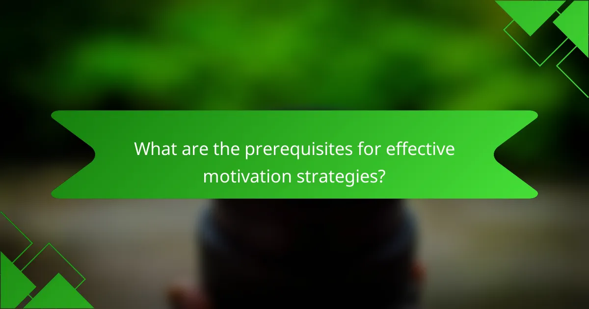 What are the prerequisites for effective motivation strategies?